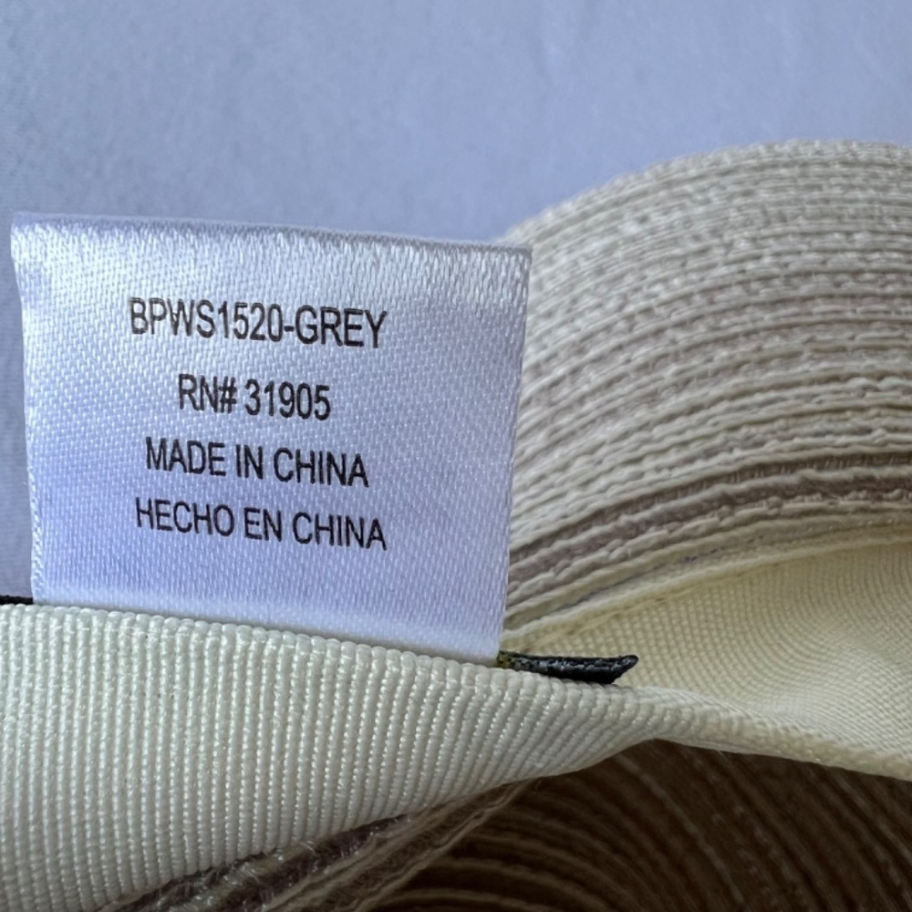 *FIRM PRICE* Scala gray and tan woven hat with leather strap and drawstring inte - Picture 12 of 15